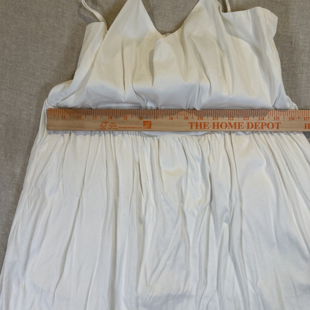 French Connection Women White Midi Dress Lace Hem Spaghetti Strap Pockets 12 - Picture 12 of 14